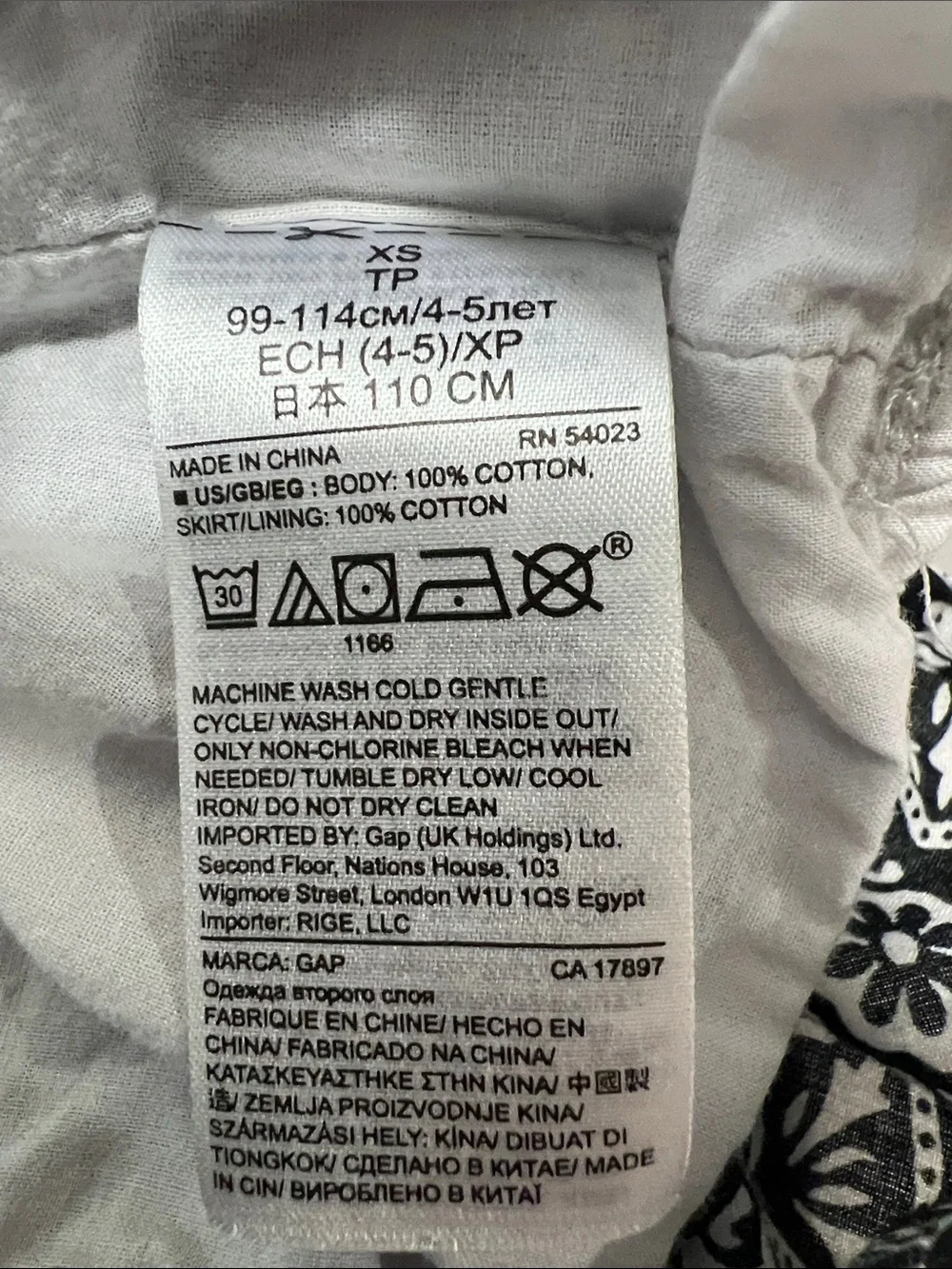 Gap Kids black and white tank dress size XS (4-5) E UC